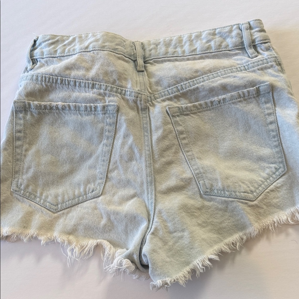 Pacsun Light Blue Distressed Denim Shorts High Rise Festival Size -26 - Picture 8 of 8